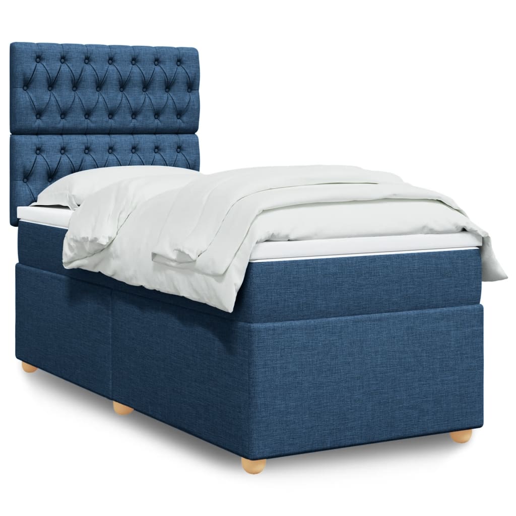 Boxspring met matras stof blauw 90x190 cm is nu te koop bij PeponiXL, paradijselijk wonen!