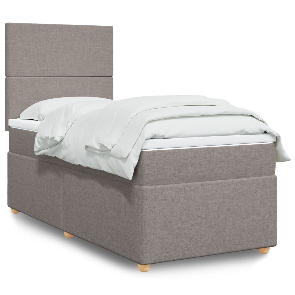 Boxspring met matras stof taupe 90x200 cm is nu te koop bij PeponiXL, paradijselijk wonen!