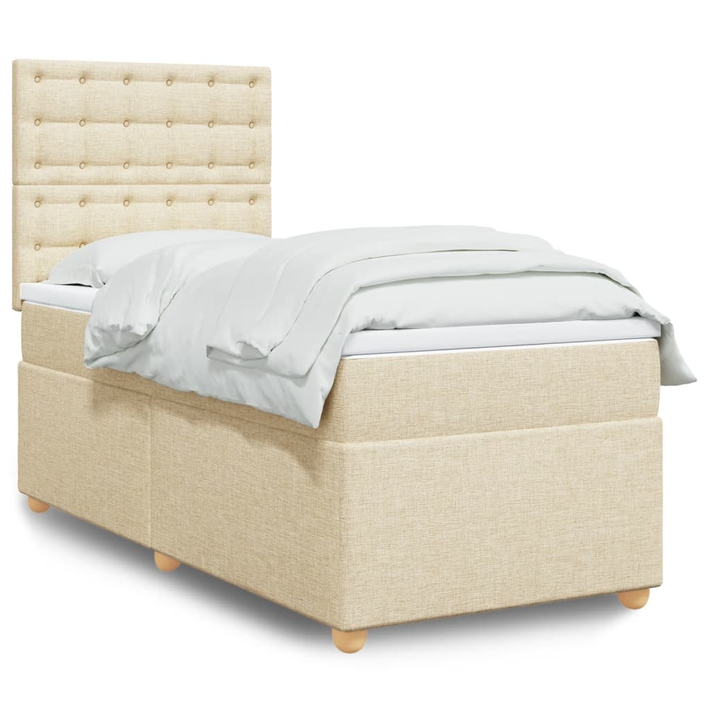 Boxspring met matras stof crèmekleurig 100x200 cm is nu te koop bij PeponiXL, paradijselijk wonen!