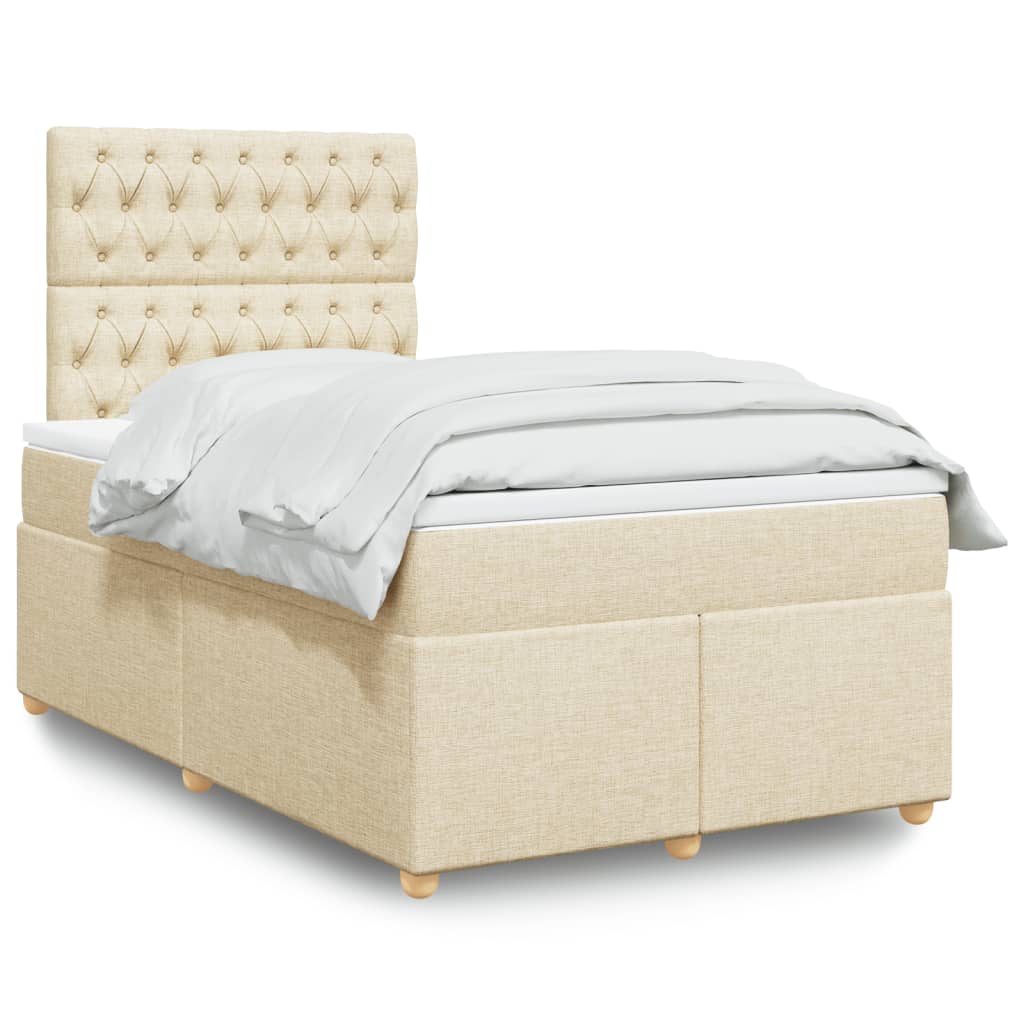 Boxspring met matras stof crèmekleurig 120x200 cm is nu te koop bij PeponiXL, paradijselijk wonen!