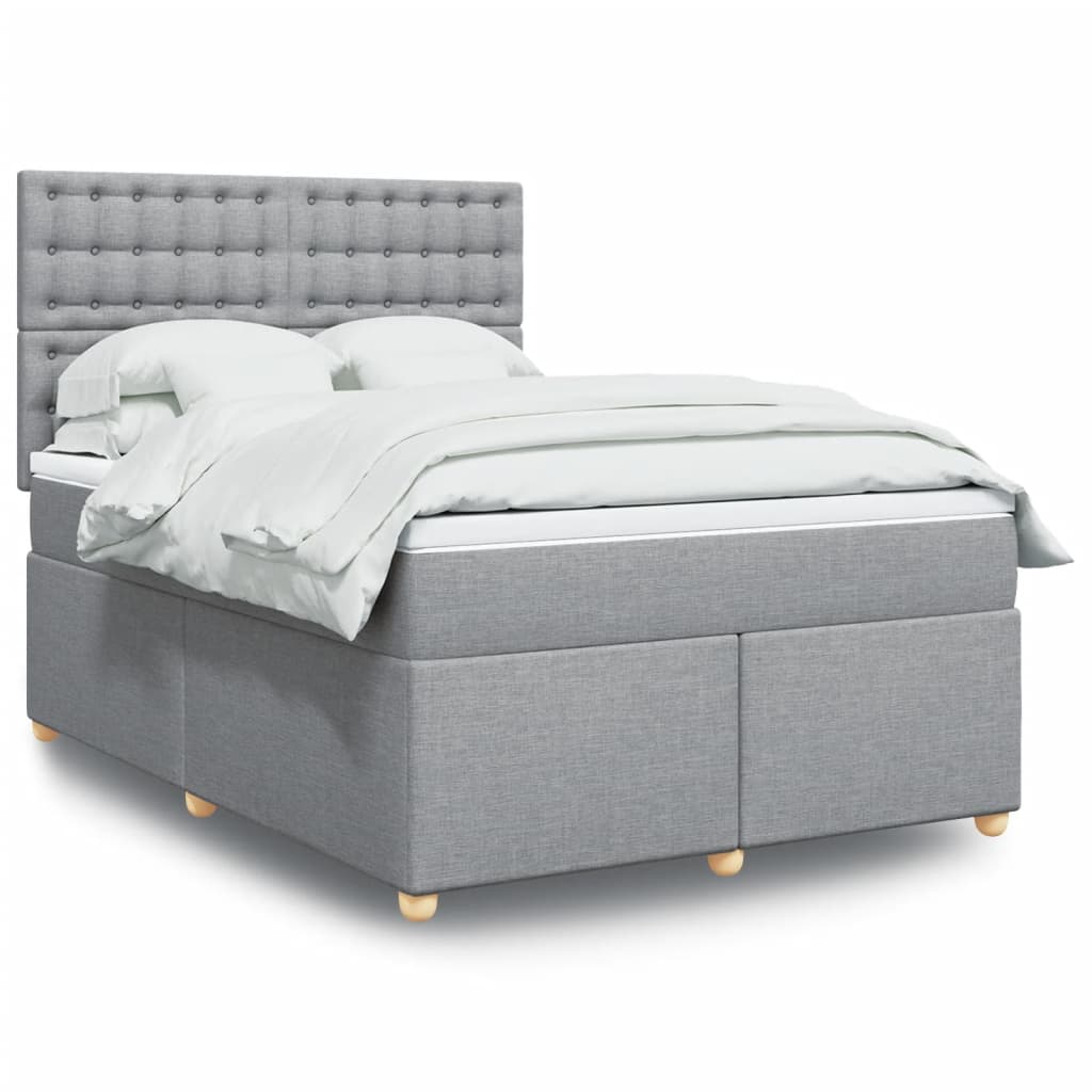 Boxspring met matras stof lichtgrijs 140x190 cm is nu te koop bij PeponiXL, paradijselijk wonen!