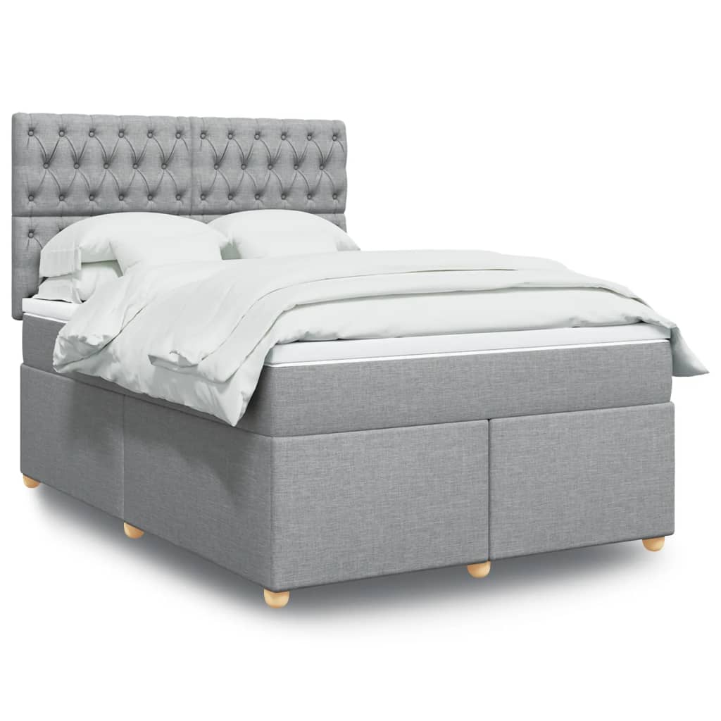 Boxspring met matras stof lichtgrijs 140x200 cm is nu te koop bij PeponiXL, paradijselijk wonen!