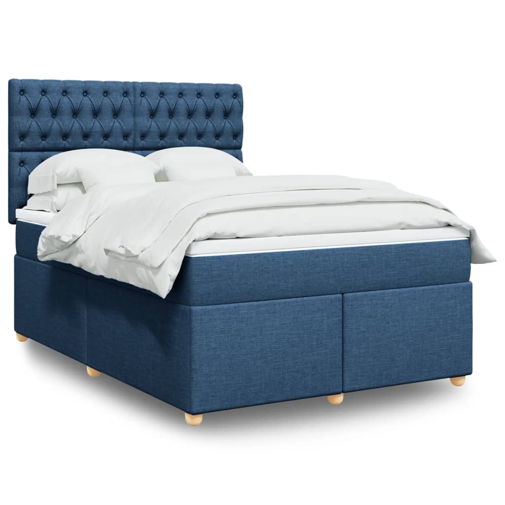 Boxspring met matras stof blauw 160x200 cm is nu te koop bij PeponiXL, paradijselijk wonen!