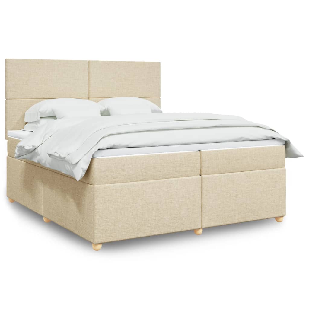 Boxspring met matras stof crèmekleurig 200x200 cm is nu te koop bij PeponiXL, paradijselijk wonen!