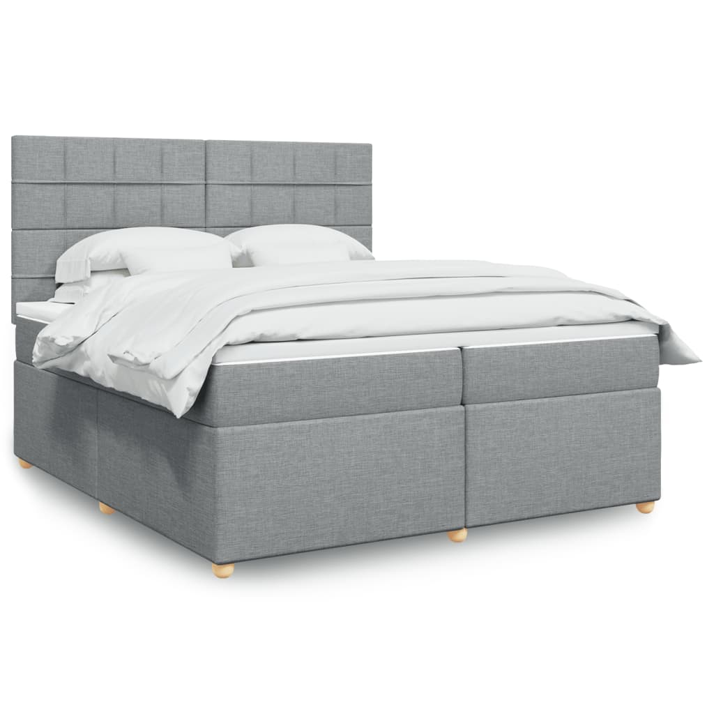 Boxspring met matras stof lichtgrijs 200x200 cm is nu te koop bij PeponiXL, paradijselijk wonen!