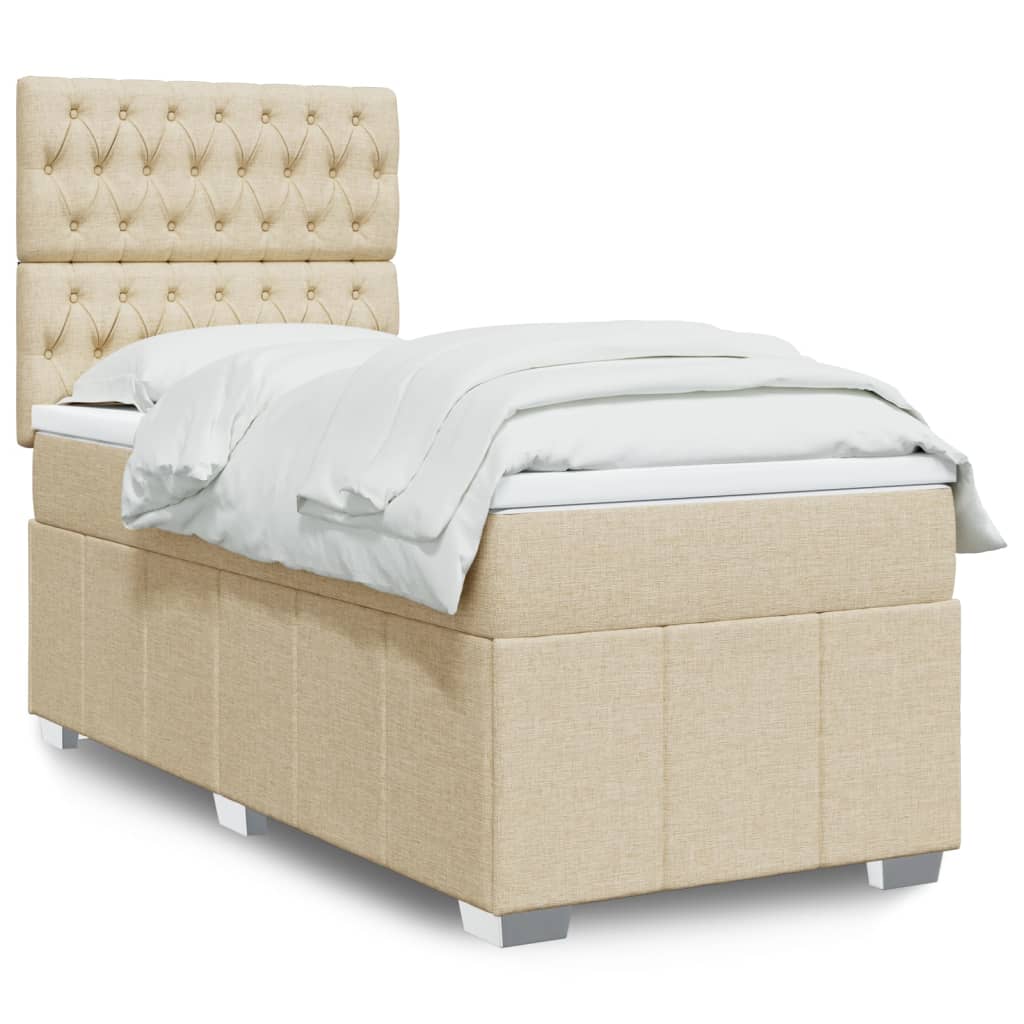 Boxspring met matras stof crèmekleurig 80x200 cm is nu te koop bij PeponiXL, paradijselijk wonen!