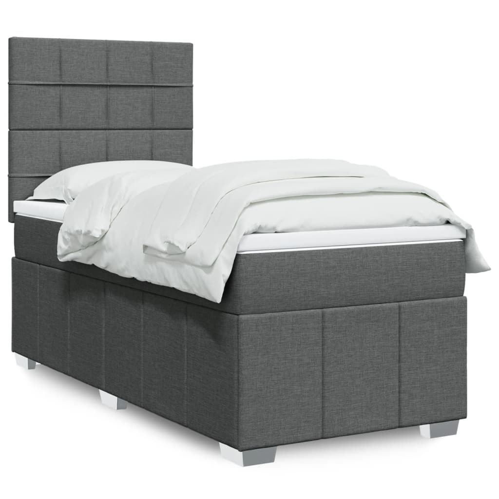 Boxspring met matras stof donkergrijs 90x190 cm is nu te koop bij PeponiXL, paradijselijk wonen!