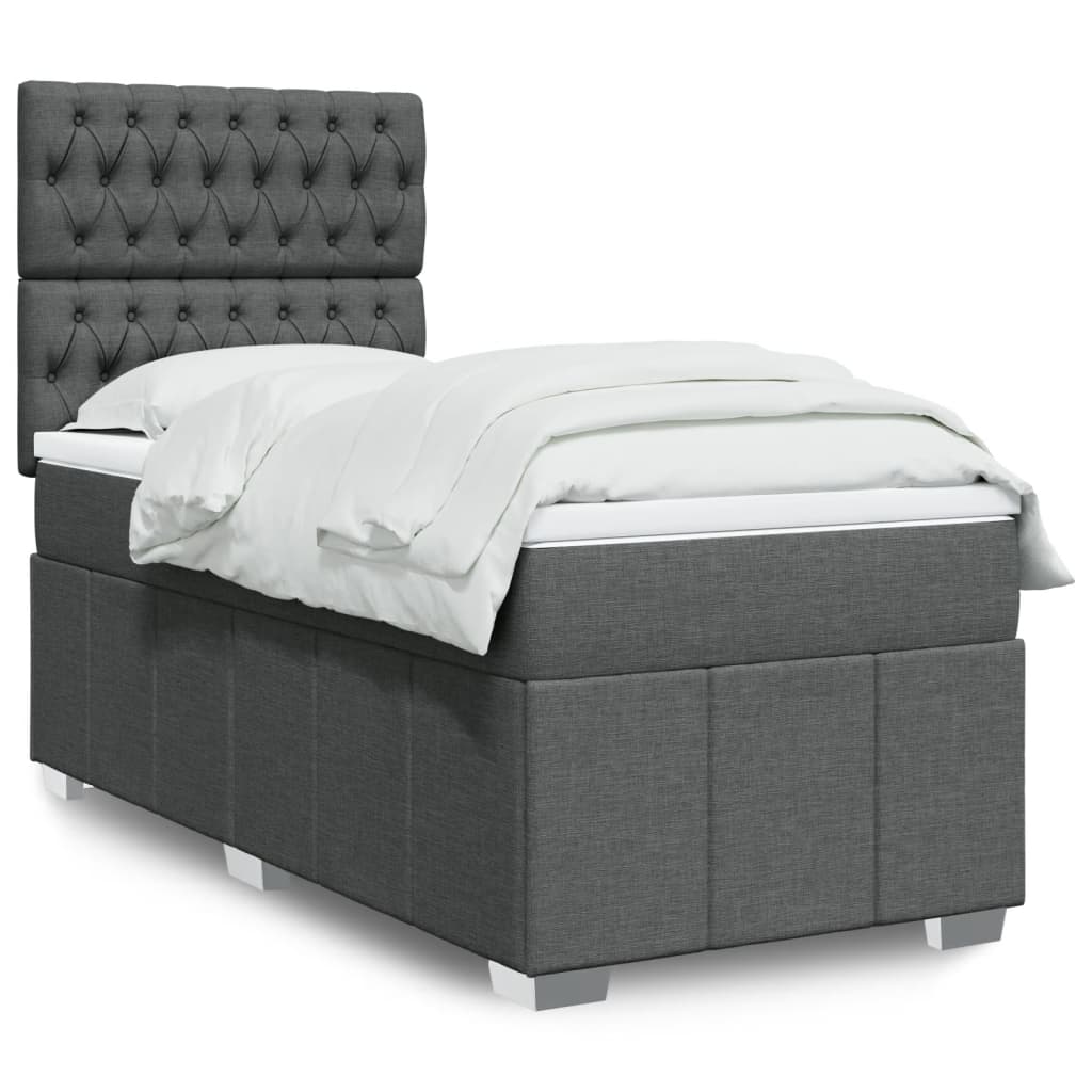 Boxspring met matras stof donkergrijs 90x200 cm is nu te koop bij PeponiXL, paradijselijk wonen!
