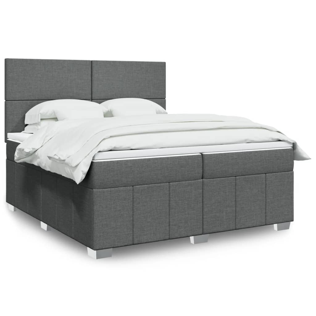 Boxspring met matras stof donkergrijs 200x200 cm is nu te koop bij PeponiXL, paradijselijk wonen!