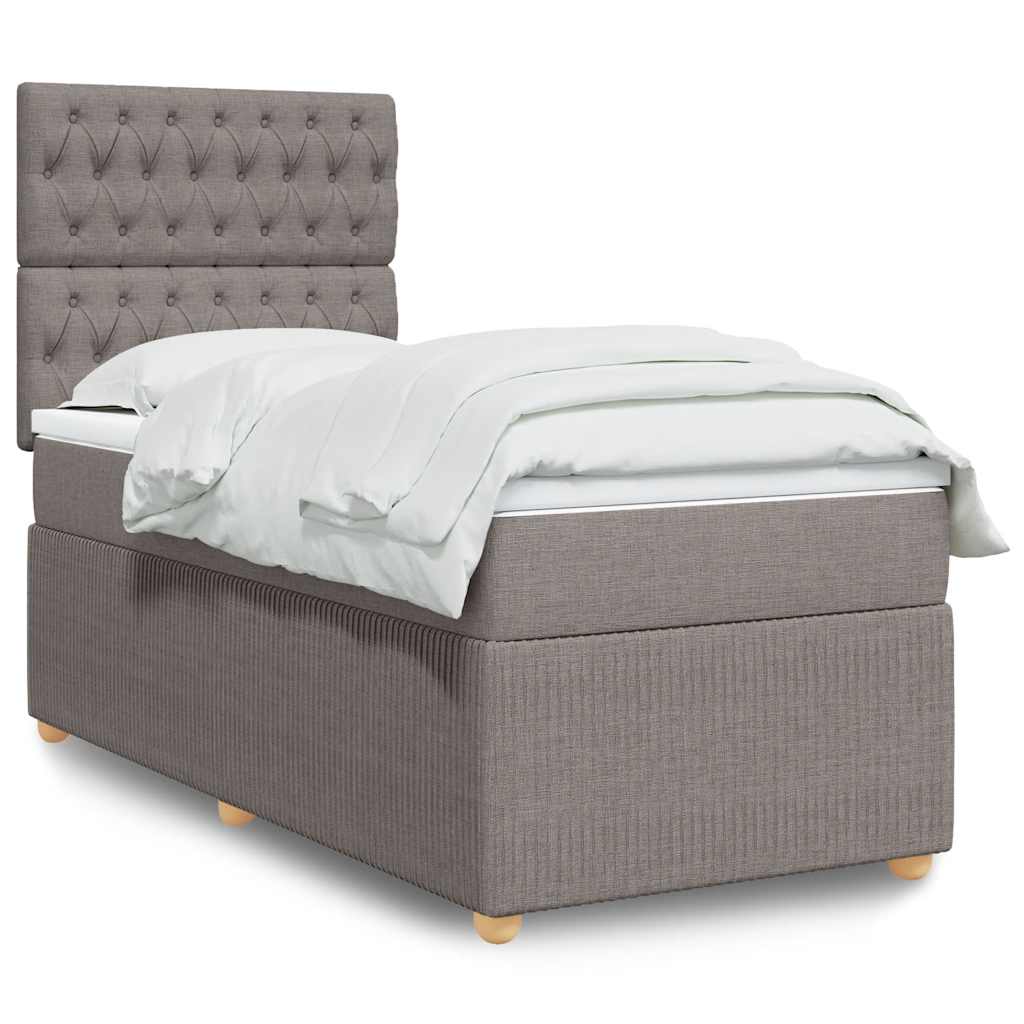 Boxspring met matras stof taupe 100x200 cm is nu te koop bij PeponiXL, paradijselijk wonen!