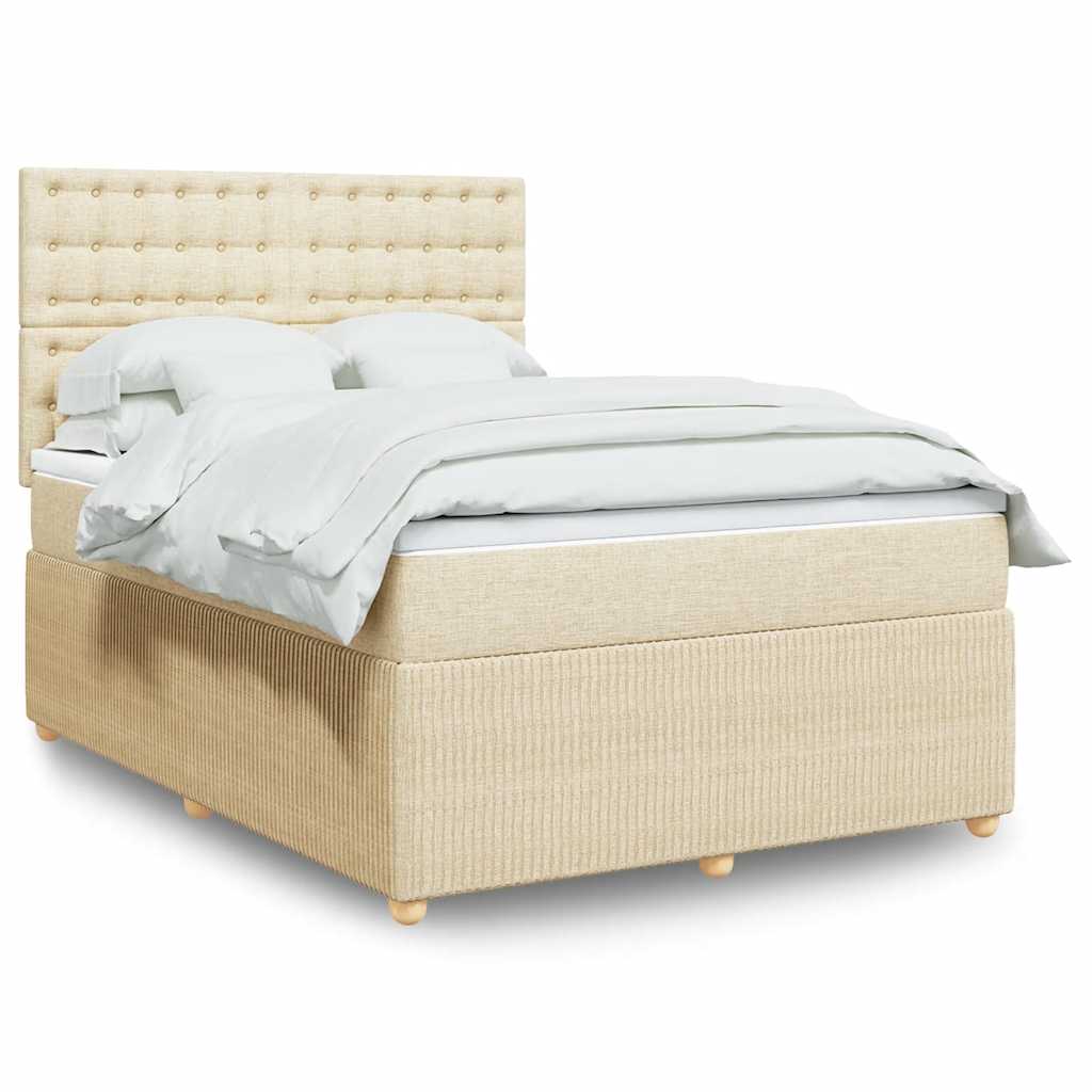 Boxspring met matras stof crèmekleurig 140x200 cm is nu te koop bij PeponiXL, paradijselijk wonen!
