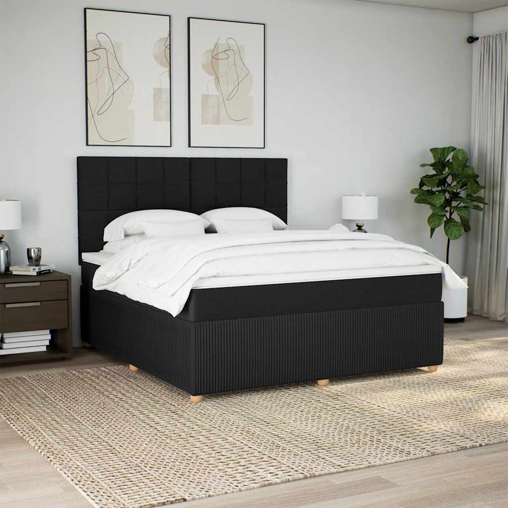 Boxspring met matras stof zwart 180x200 cm is nu te koop bij PeponiXL, paradijselijk wonen!