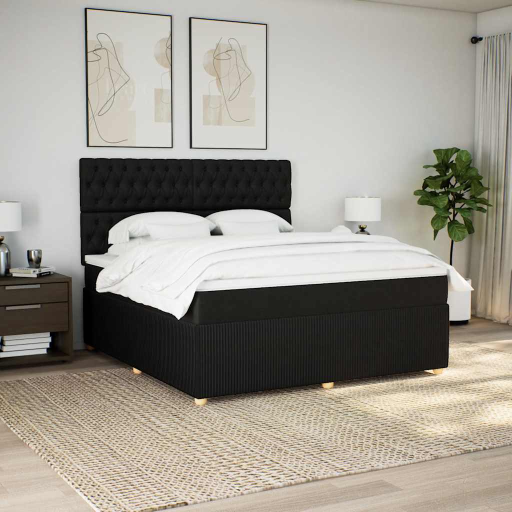 Boxspring met matras stof zwart 180x200 cm is nu te koop bij PeponiXL, paradijselijk wonen!