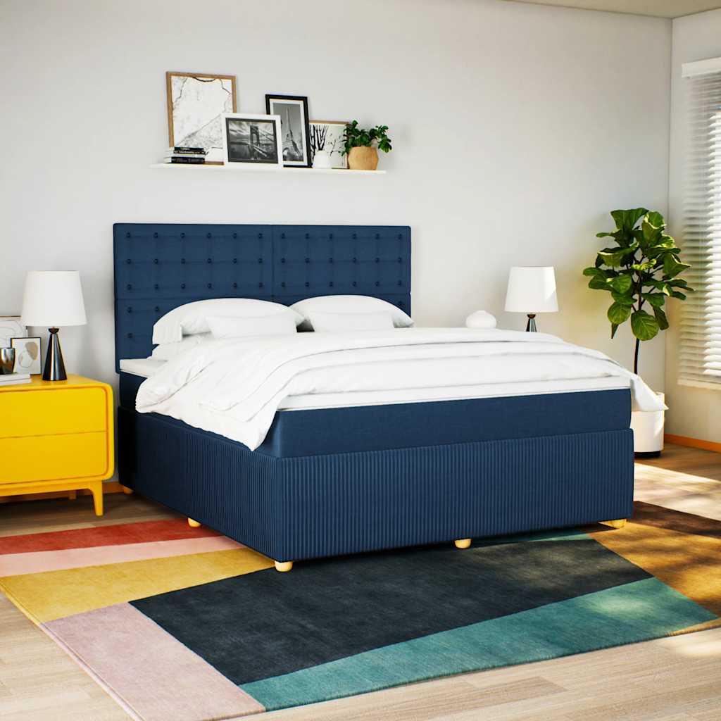 Boxspring met matras stof blauw 180x200 cm is nu te koop bij PeponiXL, paradijselijk wonen!
