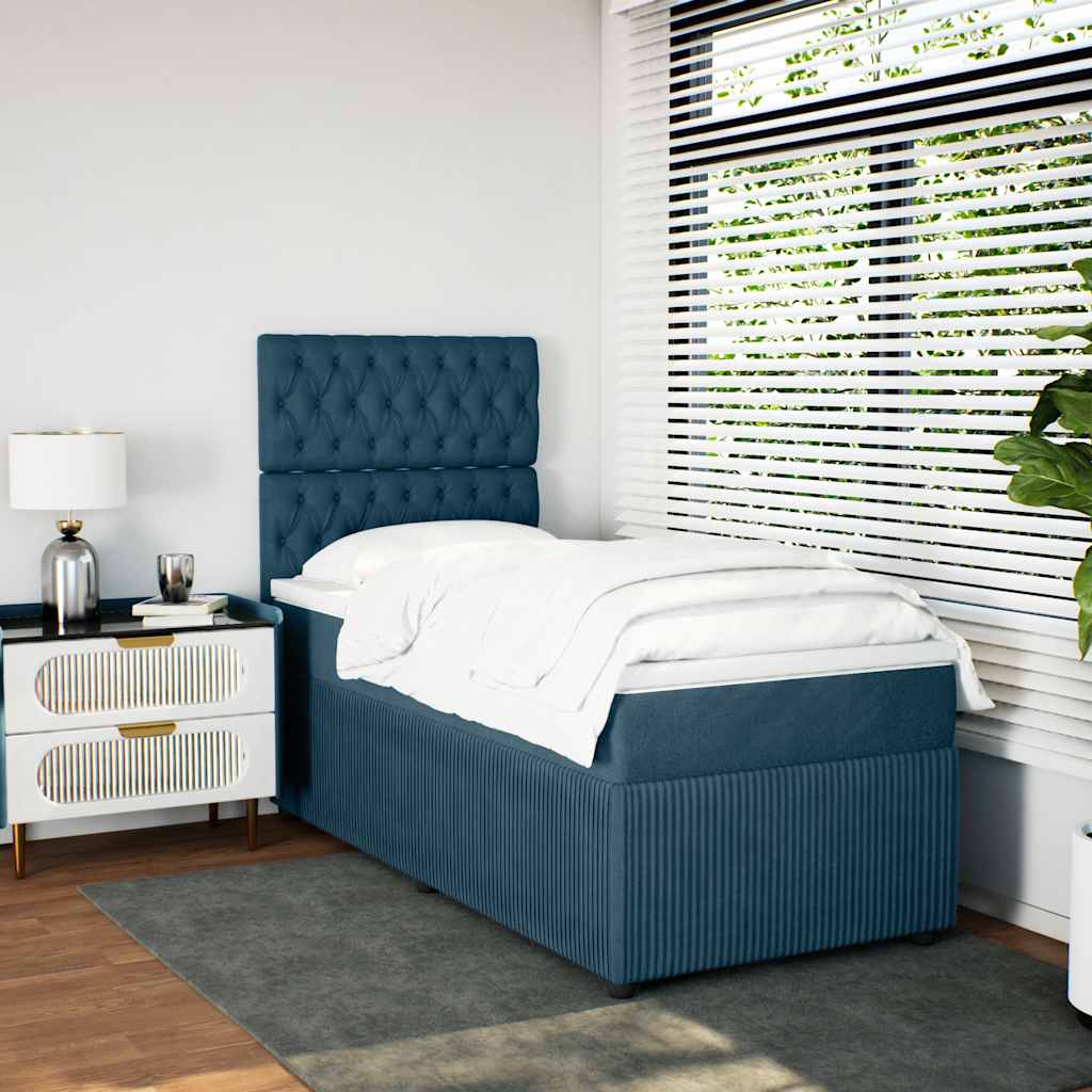 Boxspring met matras fluweel blauw 80x200 cm is nu te koop bij PeponiXL, paradijselijk wonen!