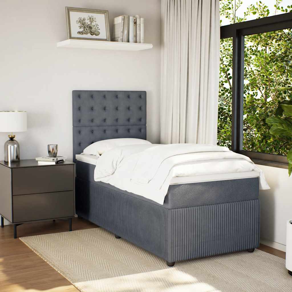 Boxspring met matras fluweel donkergrijs 80x200 cm is nu te koop bij PeponiXL, paradijselijk wonen!
