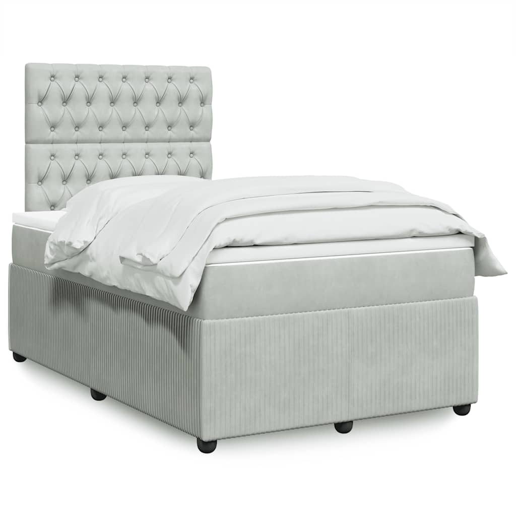 Boxspring met matras fluweel lichtgrijs 120x190 cm is nu te koop bij PeponiXL, paradijselijk wonen!
