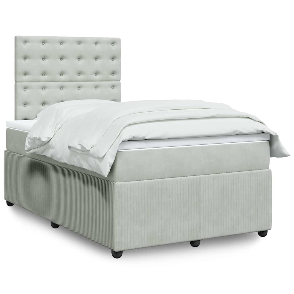Boxspring met matras fluweel lichtgrijs 120x190 cm is nu te koop bij PeponiXL, paradijselijk wonen!