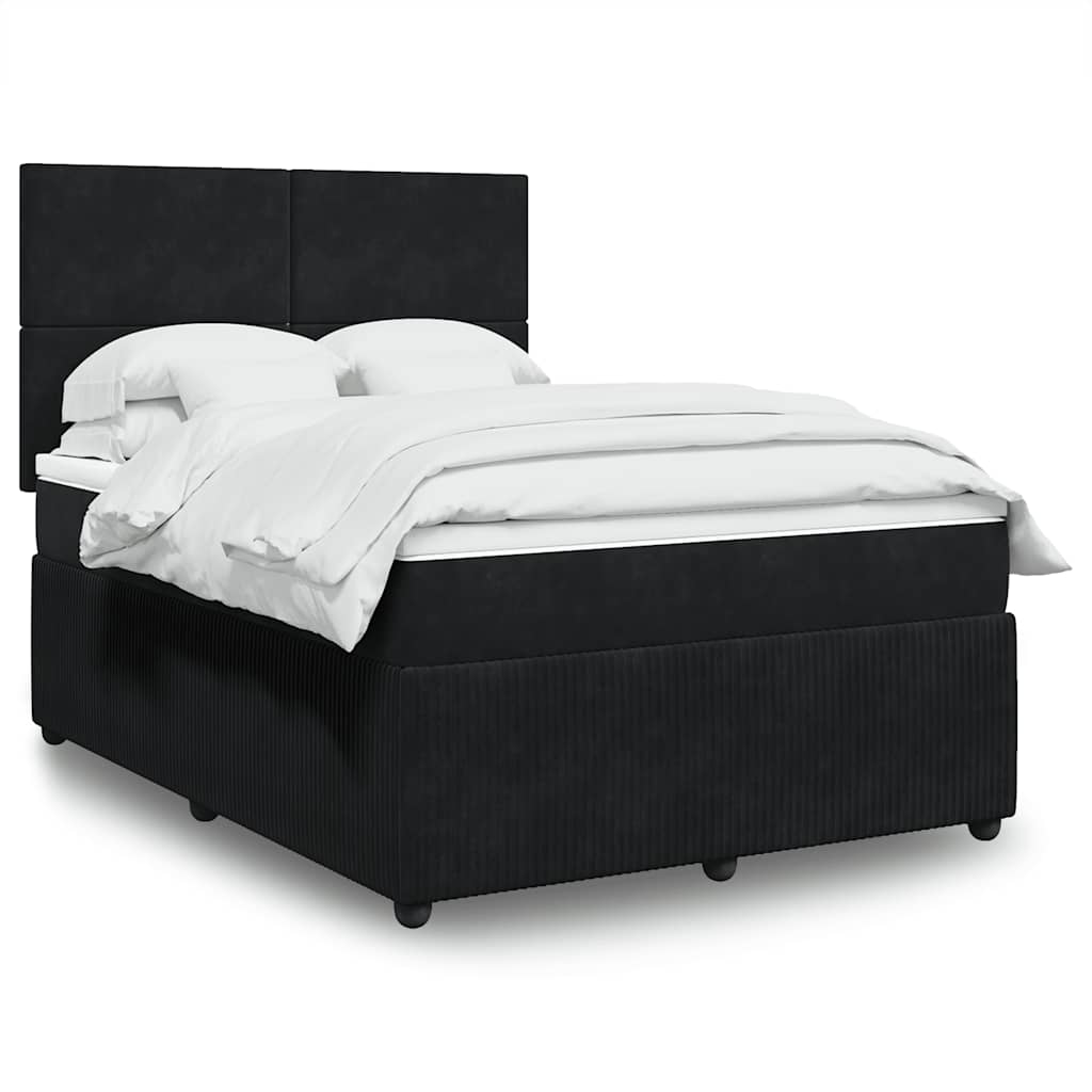 Boxspring met matras fluweel zwart 140x200 cm is nu te koop bij PeponiXL, paradijselijk wonen!