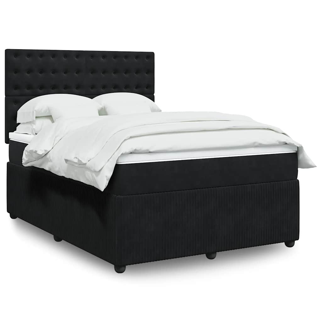 Boxspring met matras fluweel zwart 140x200 cm is nu te koop bij PeponiXL, paradijselijk wonen!