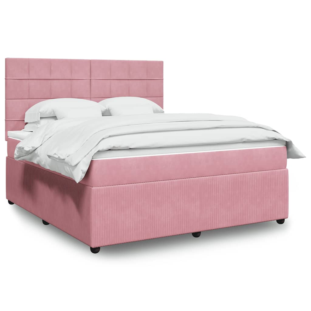 Boxspring met matras fluweel roze 180x200 cm is nu te koop bij PeponiXL, paradijselijk wonen!