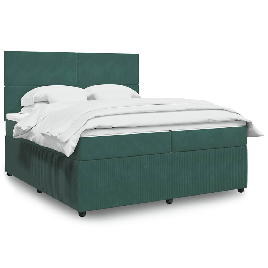 Boxspring met matras fluweel donkergroen 200x200 cm is nu te koop bij PeponiXL, paradijselijk wonen!