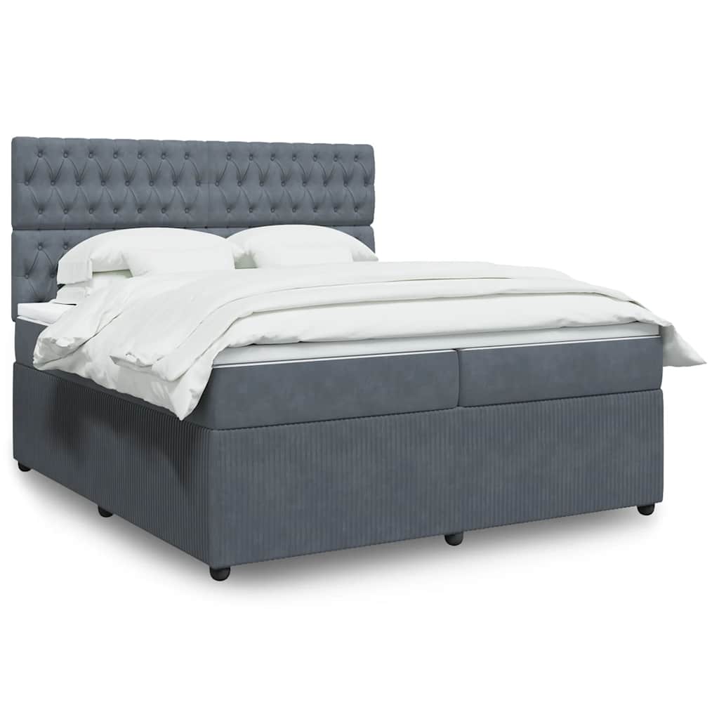 Boxspring met matras fluweel donkergrijs 200x200 cm is nu te koop bij PeponiXL, paradijselijk wonen!