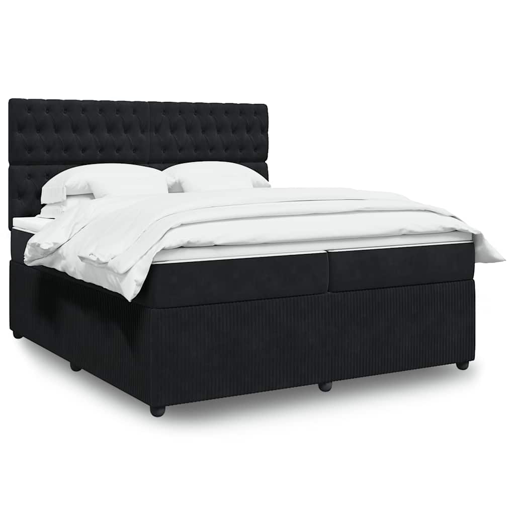 Boxspring met matras fluweel zwart 200x200 cm is nu te koop bij PeponiXL, paradijselijk wonen!