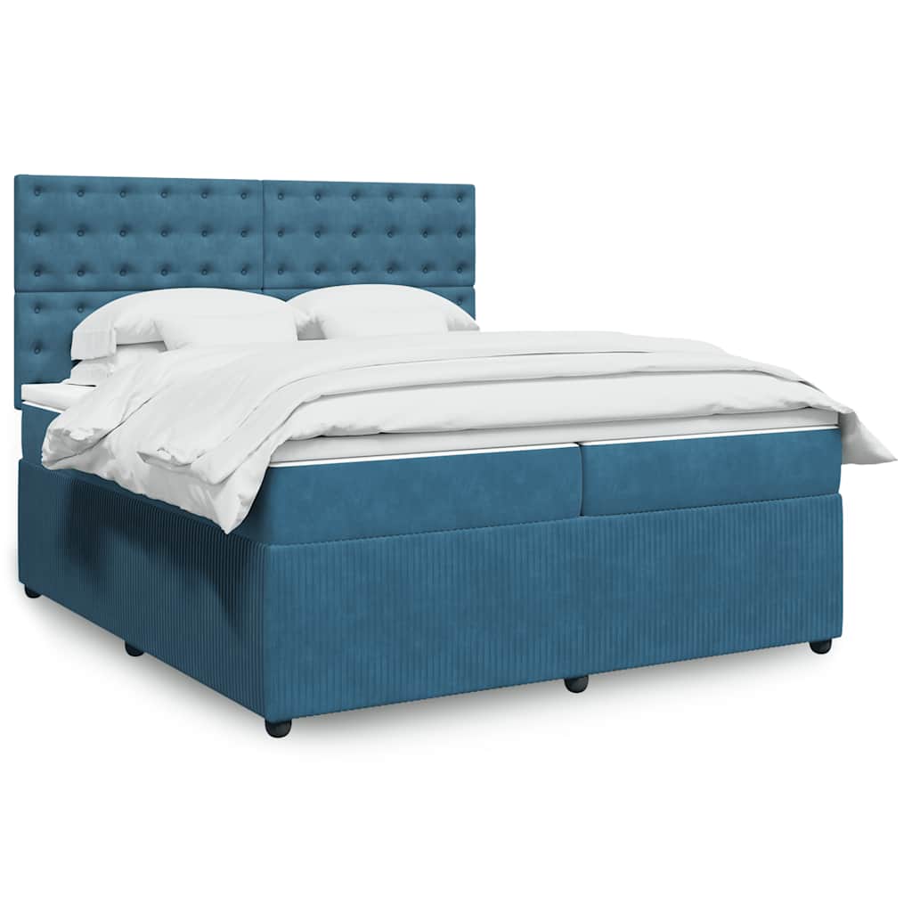 Boxspring met matras fluweel blauw 200x200 cm is nu te koop bij PeponiXL, paradijselijk wonen!