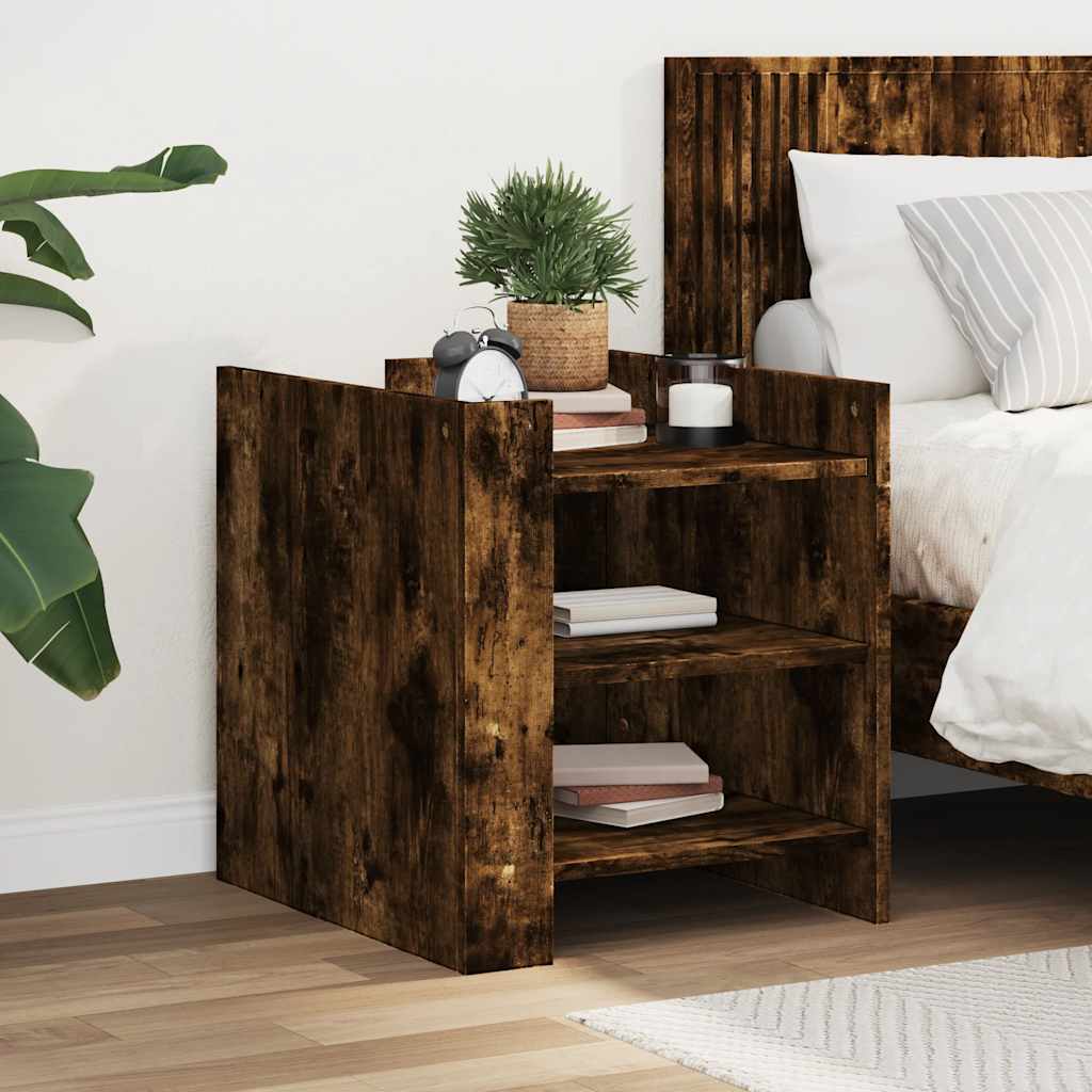 Nachtkastje 45x50x50 cm bewerkt hout gerookt eikenkleurig is nu te koop bij PeponiXL, paradijselijk wonen!