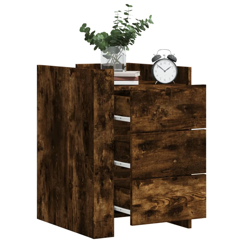 Nachtkastje 45x50x65 cm bewerkt hout gerookt eikenkleurig is nu te koop bij PeponiXL, paradijselijk wonen!