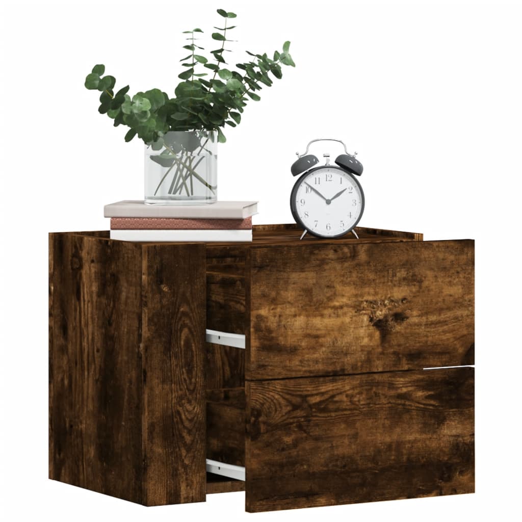 Nachtkastjes 2 st wandgemonteerd 45x30x35 cm gerookt eikenkleur is nu te koop bij PeponiXL, paradijselijk wonen!