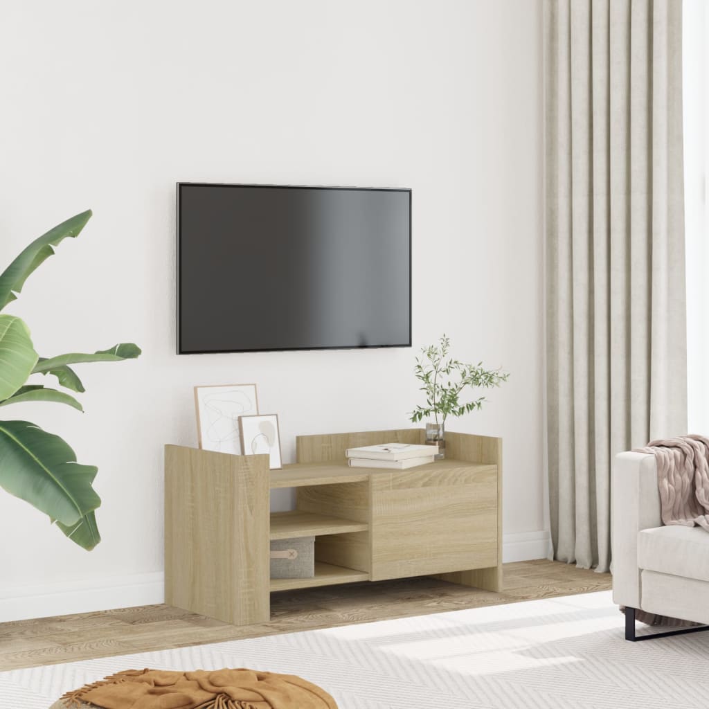 Tv-meubel 80x35x40 cm bewerkt hout sonoma eikenkleurig is nu te koop bij PeponiXL, paradijselijk wonen!