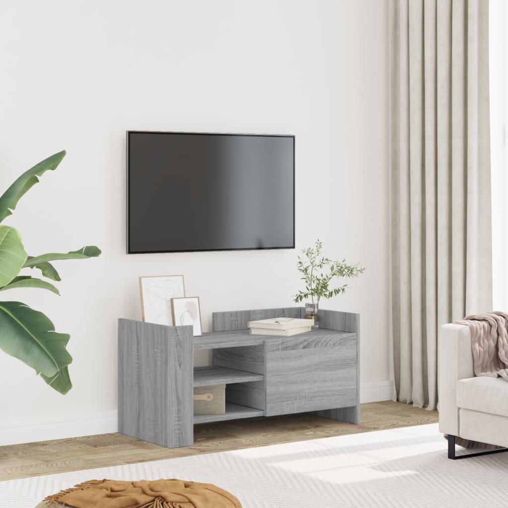 Tv-meubel 80x35x40 cm bewerkt hout grijs sonoma eikenkleurig is nu te koop bij PeponiXL, paradijselijk wonen!