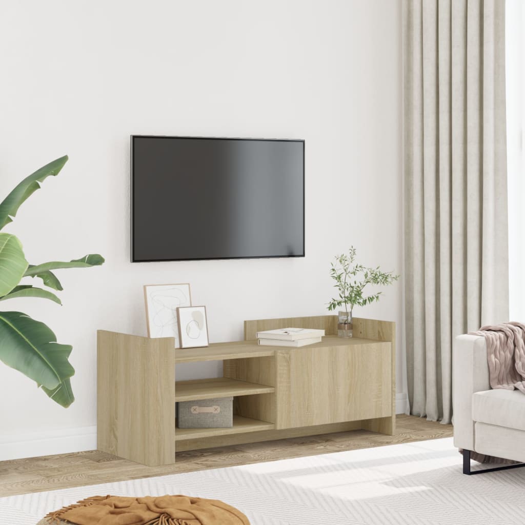 Tv-meubel 100x35x40 cm bewerkt hout sonoma eikenkleurig is nu te koop bij PeponiXL, paradijselijk wonen!