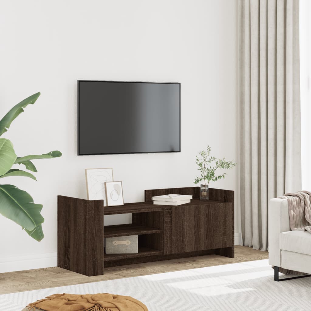Tv-meubel 100x35x40 cm bewerkt hout bruin eikenkleur is nu te koop bij PeponiXL, paradijselijk wonen!