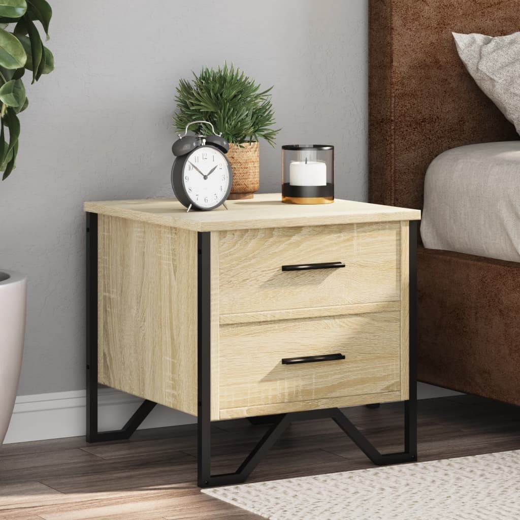 Nachtkastjes 2 st 40x41x40 cm bewerkt hout sonoma eikenkleurig is nu te koop bij PeponiXL, paradijselijk wonen!