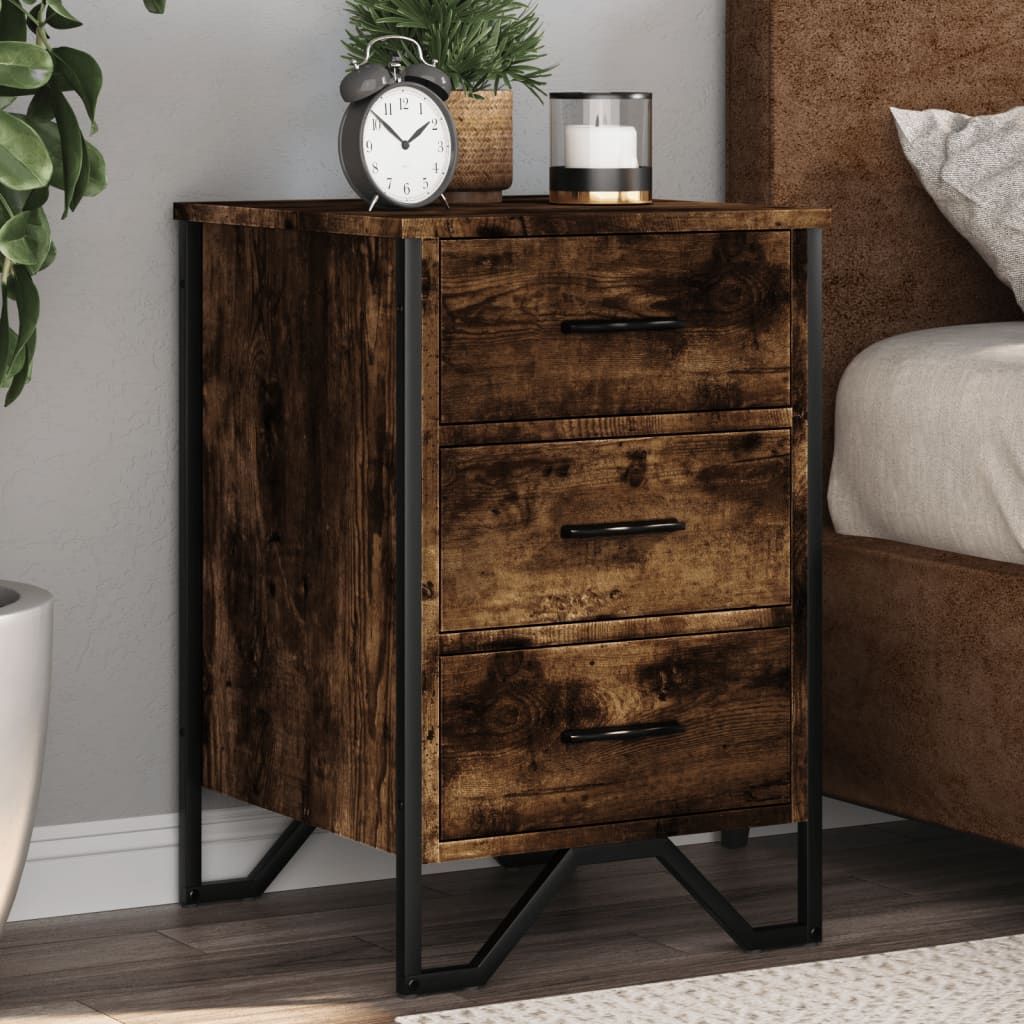 Nachtkastje 40x41x60 cm bewerkt hout gerookt eikenkleurig is nu te koop bij PeponiXL, paradijselijk wonen!