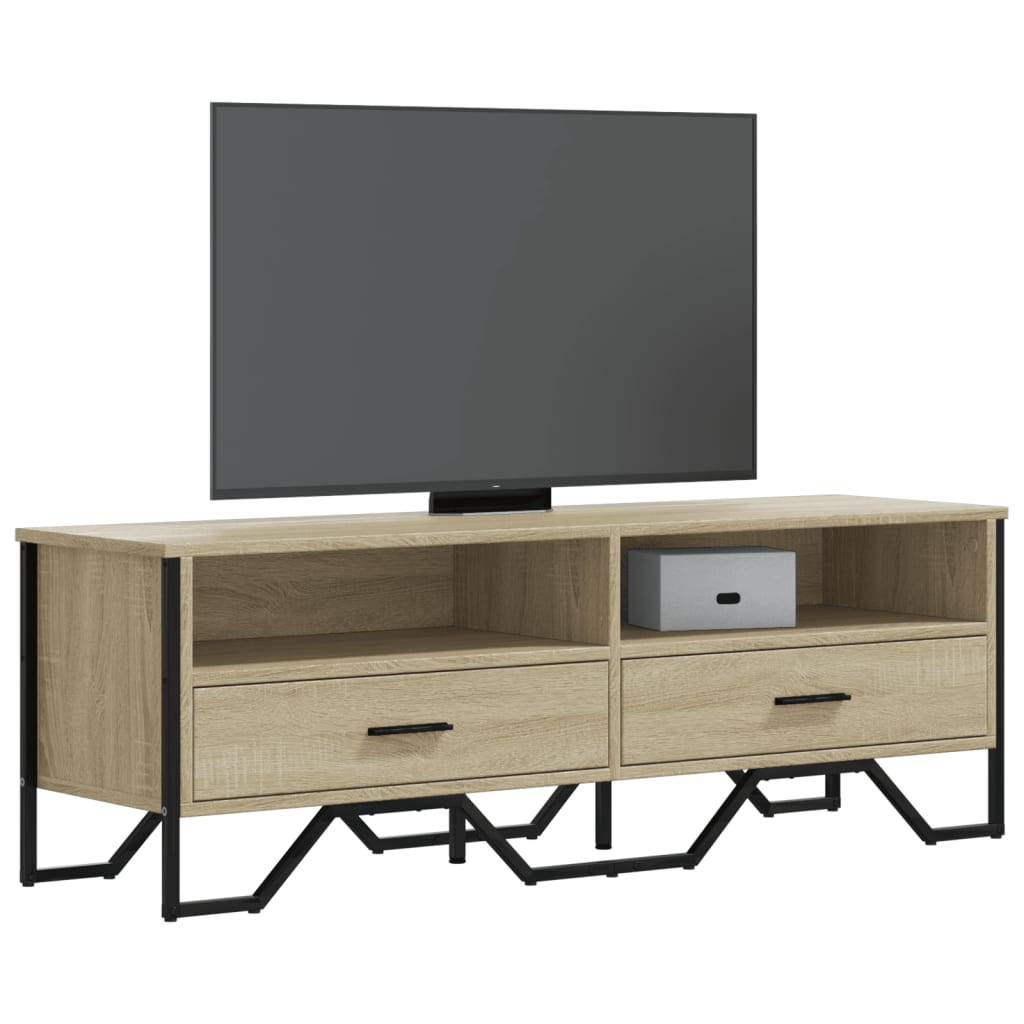 Tv-meubel 122x34x41 cm bewerkt hout sonoma eikenkleurig is nu te koop bij PeponiXL, paradijselijk wonen!
