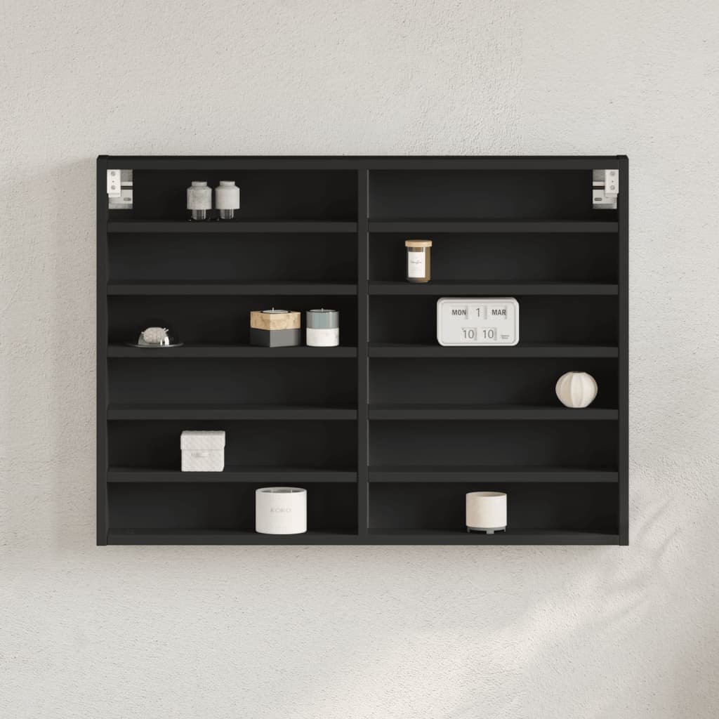 Vitrinekast 80x8,5x58 cm bewerkt hout zwart is nu te koop bij PeponiXL, paradijselijk wonen!