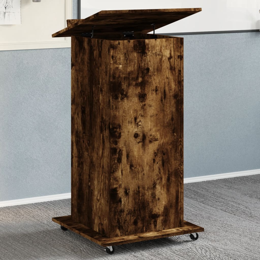 Lessenaar met wielen en lade 55x55x107 cm hout gerookt eiken is nu te koop bij PeponiXL, paradijselijk wonen!