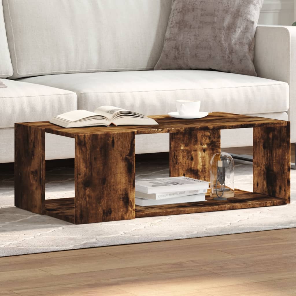 Salontafel 89,5x48x30 cm bewerkt hout gerookt eikenkleurig is nu te koop bij PeponiXL, paradijselijk wonen!