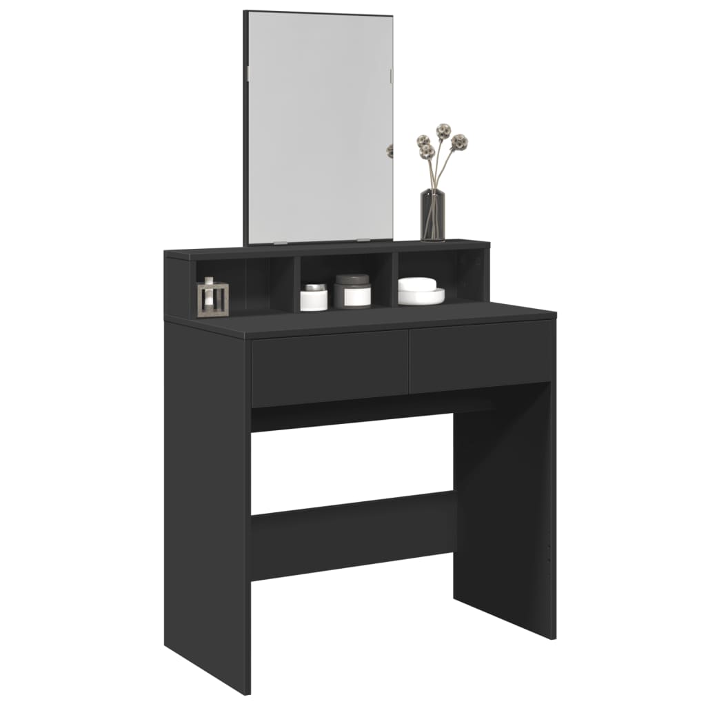 Kaptafel met spiegel 80x41x144,5 cm zwart is nu te koop bij PeponiXL, paradijselijk wonen!