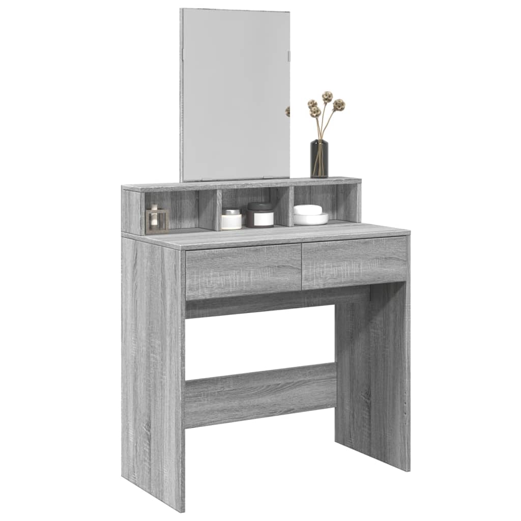 Kaptafel met spiegel 80x41x144,5 cm grijs sonoma is nu te koop bij PeponiXL, paradijselijk wonen!