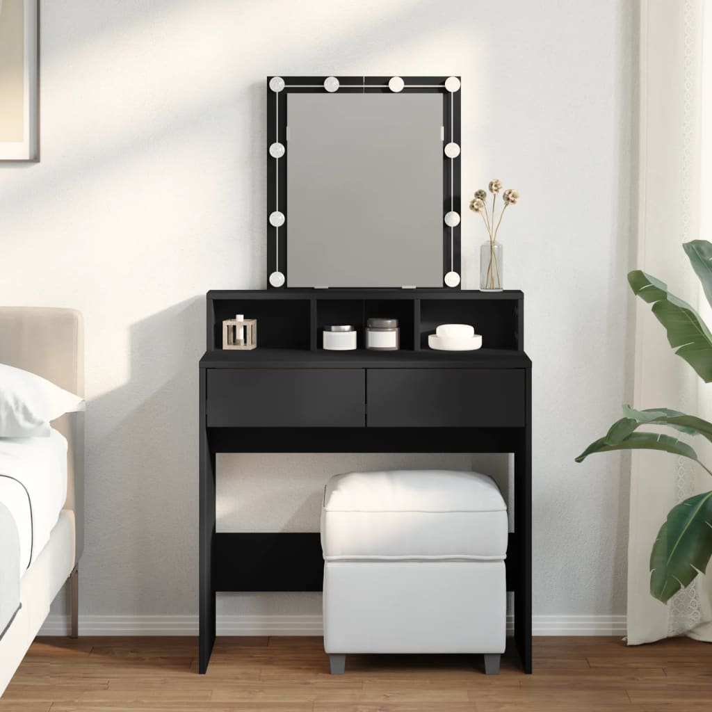Kaptafel met LED 80x41x144,5 cm zwart is nu te koop bij PeponiXL, paradijselijk wonen!