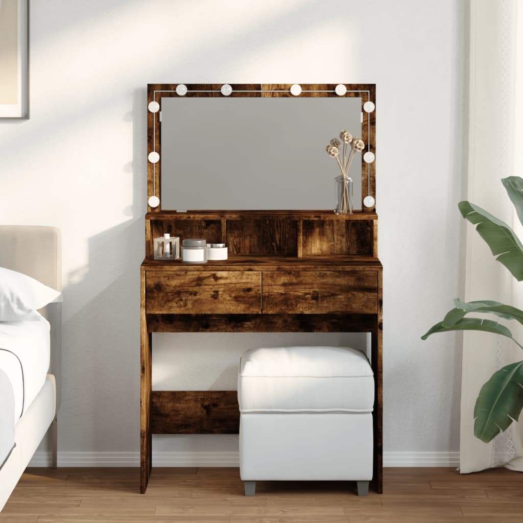 Kaptafel met LED 80x41x134,5 cm gerookt eikenkleurig is nu te koop bij PeponiXL, paradijselijk wonen!
