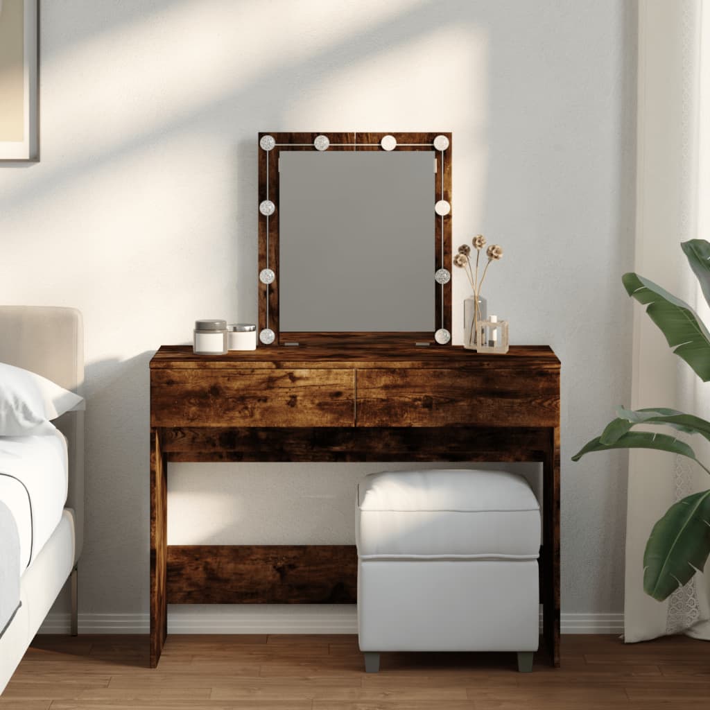 Kaptafel met LED 100x40x130 cm gerookt eikenkleurig is nu te koop bij PeponiXL, paradijselijk wonen!