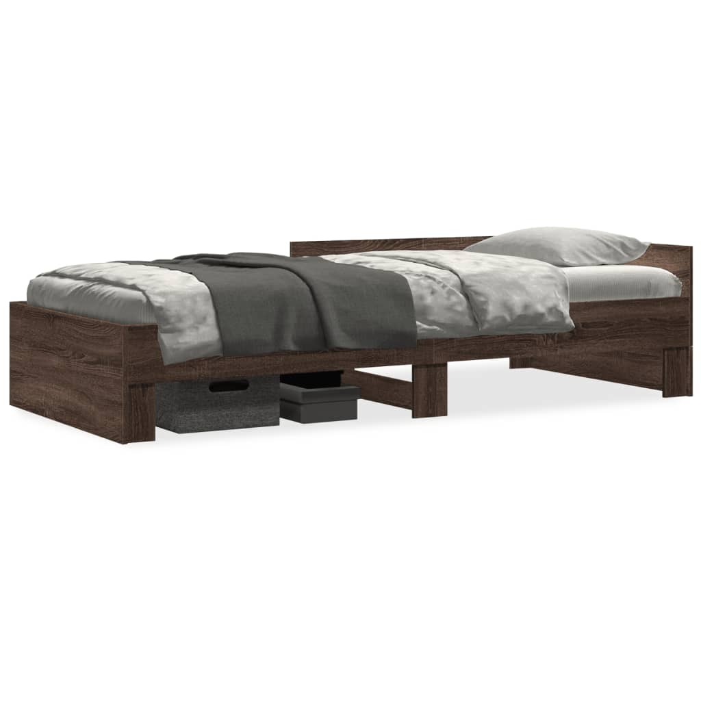 Bedframe zonder matras bewerkt hout bruin eikenkleur 75x190 cm is nu te koop bij PeponiXL, paradijselijk wonen!