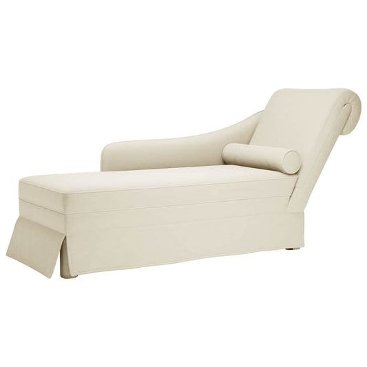 Chaise longue met bolster en rechterarmleuning fluweel crème is nu te koop bij PeponiXL, paradijselijk wonen!
