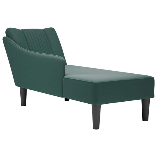 Chaise longue met rechterarmleuning fluweel donkergroen is nu te koop bij PeponiXL, paradijselijk wonen!
